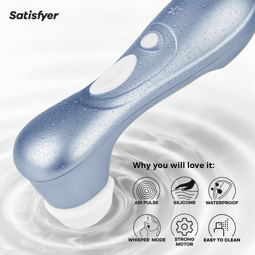 Satisfyer Pro 2 Air-Pulse Clitoris Stimulator - Non-Contact Clitoral Sucking Pressure-Wave Technology, Waterproof, Rechargeable (Blue)