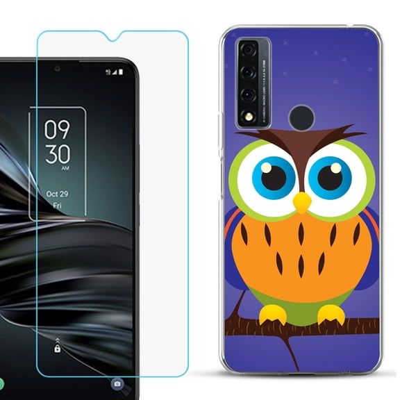 Slim-Fit Fashion Phone Case for TCL 20 XE, with Tempered Glass Screen Protector, by OneToughShield ® - Night Owl