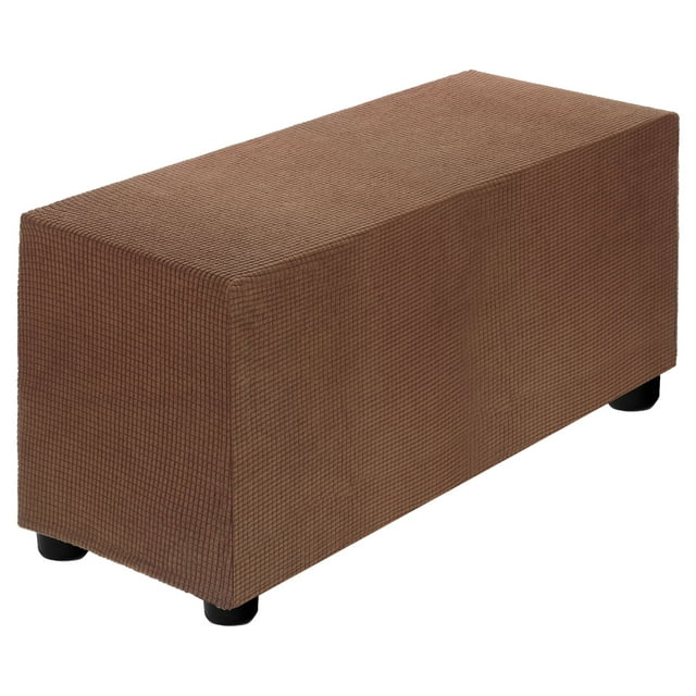 Stretch Ottoman Cover Rectangular Fit Length 33"-40", Medium, Light Curry
