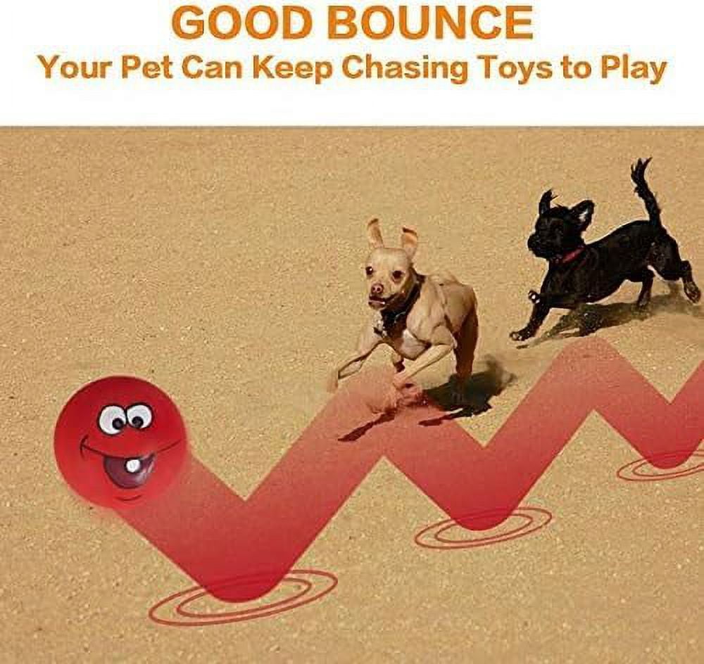 Squeaky Dog Toy Chewing Dog Toys Durable Teething Latex Rubber Soft Interactive Fetch Play Dog Balls with Funny Face for Puppy Small Medium Pet Dog (5PCS)