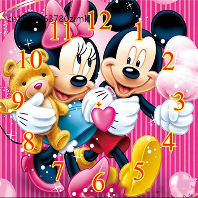 Disney DIY Diamond mosaic sale with clock Mickey 5d diamond painting Cross stitch clock Diamond embroidery full home decortion30x30cm round Gao Jinjia LED