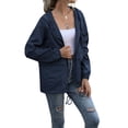 thumbnail image 2 of Sonducket Chubasquero ligero para mujer, impermeable, con capucha, cortavientos para exteriores, plegable, para senderismo, Camping, trajes para mujer Prendas para la parte del cuerpo Azul oscuro XXL, 2 of 6