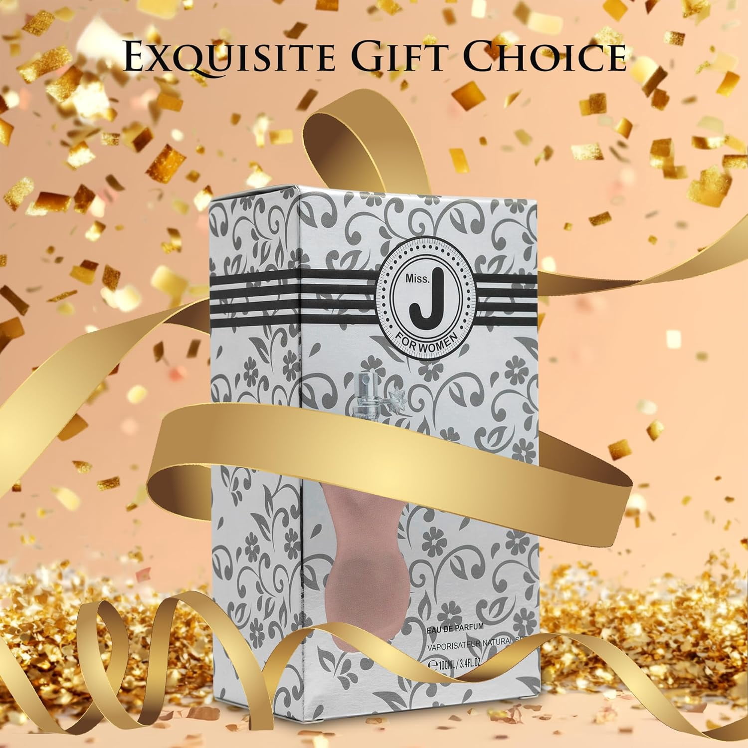 Miss J Perfume for Women, Amber Floral Fragrance with Rose & Vanilla, 100ml Eau de Parfum Spray