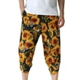 thumbnail image 2 of Lilgiuy Men Casual Fashion Floral Printing Mid Waist Capris Pants Harlan Pants Vintage Style Regular Fit Versatile Pants, 2 of 5
