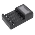 thumbnail image 1 of Cargador de batería SEIVI PC con pantalla LCD USB de protección inteligente negra de cuatro ranuras para pilas AA, AAA y Ni-MH., 1 of 11