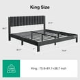 thumbnail image 2 of Novilla King Bed Frame with Piano Keys Headboard and Footboard, Metal Platform Bed Frames King Size, No Box Spring Needed, Easy Assembly, Steel Slats Support, Velvet Black, 2 of 7