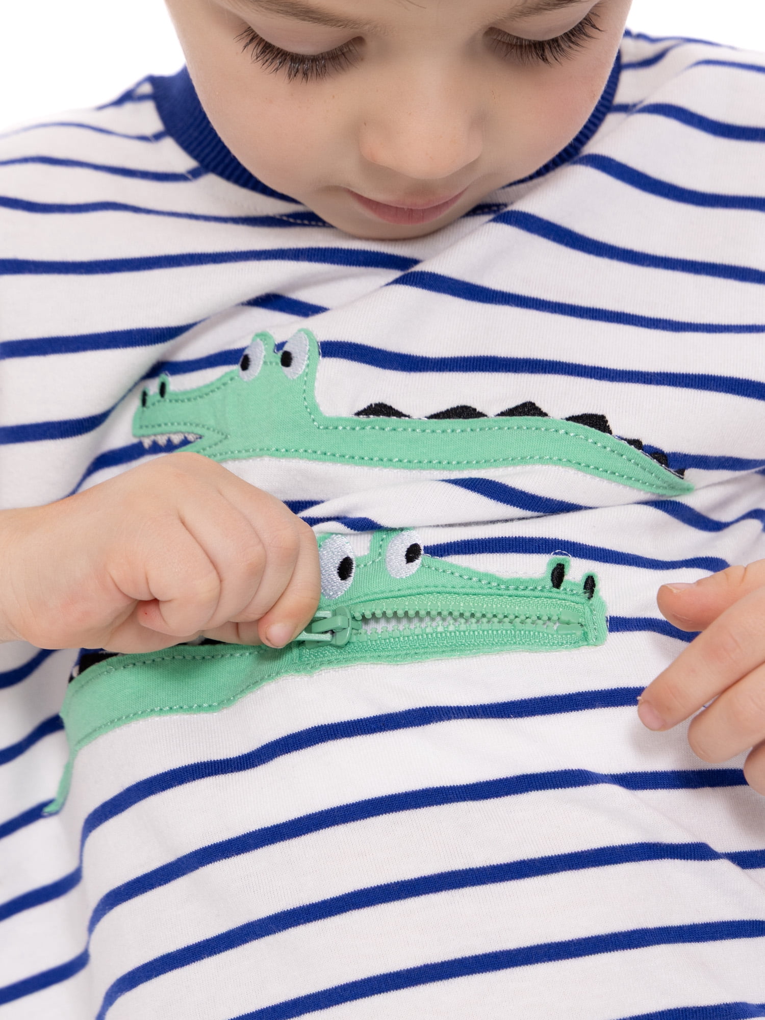 Wonder Nation Toddler Boys Short Sleeve Striped Graphic Tee with Zipper Pocket, Sizes 12M-5T