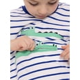thumbnail image 4 of Wonder Nation Toddler Boys Short Sleeve Striped Graphic Tee with Zipper Pocket, Sizes 12M-5T, 4 of 8