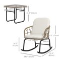 thumbnail image 3 of Outsunny Patio Rocking Chair with Cushions, Patio Conversation Set, Beige, 3 of 10