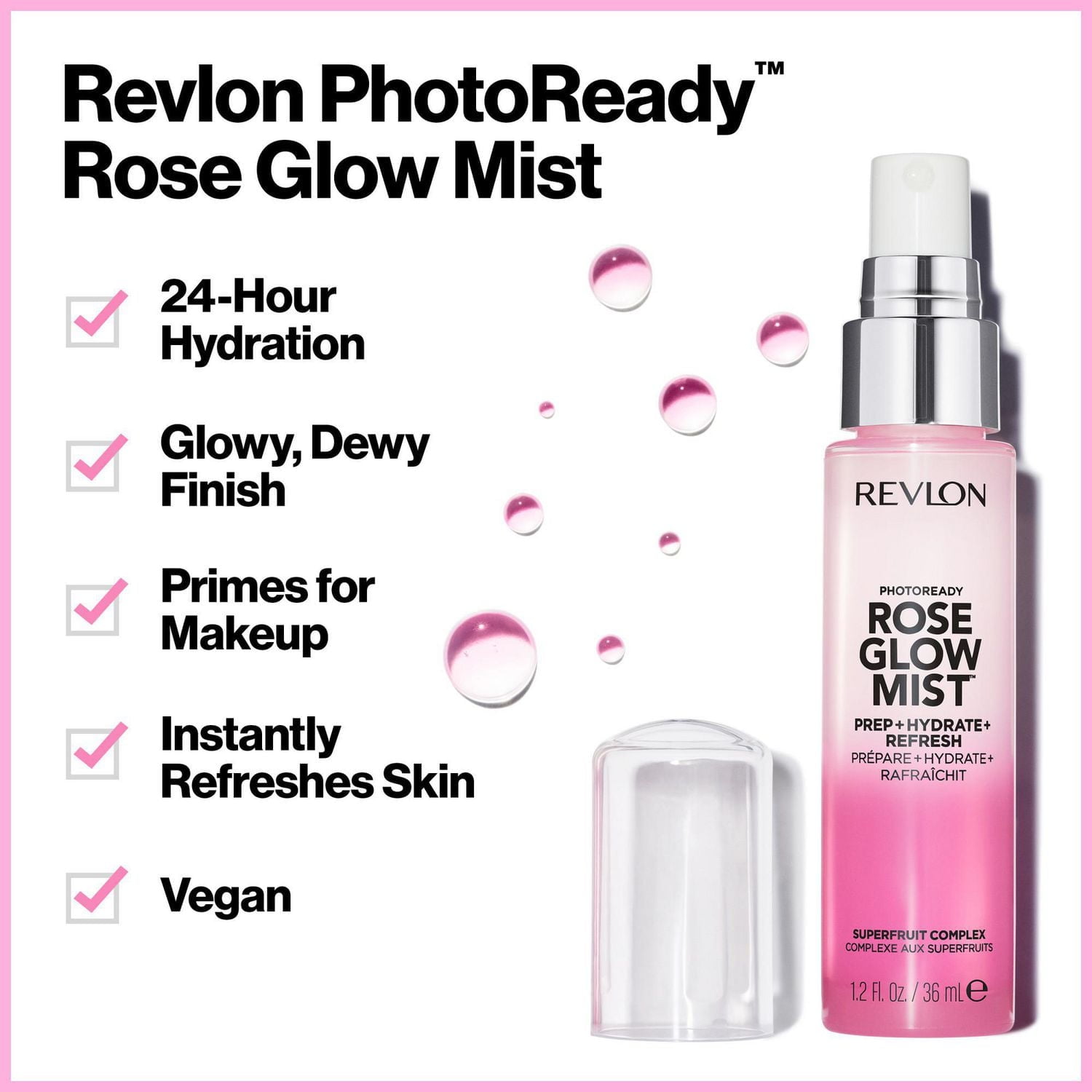 Revlon PhotoReady Rose Glow Mist™, Face Primer, Dewy Finish, 1.2 fl. oz