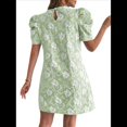 thumbnail image 2 of Vestido Corto Bohemio de Verano con Mangas Abullonadas y Estampado Floral para Mujer, Cintura Alta Verde XL, 2 of 7