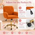 thumbnail image 6 of SESSLIFE Vanity Chair, Height Adjustable Velvet Makeup Chair, Comfy Home Desk Chiar with Gold Legs, 360° Swivel Office Chair, for Bedroom, Orange, 6 of 9