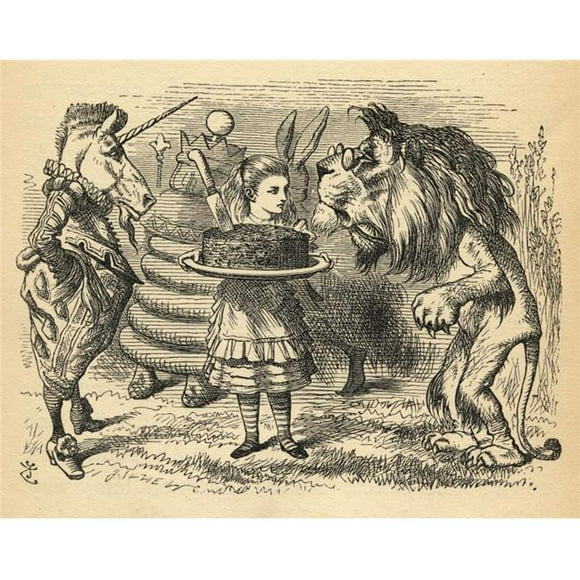 Alice with The Lion & The Unicorn Illustration by Sir John Tenniel, 1820-1914 From The Book Through The Looking-Glass & What Alice Found There by Lewis Carroll Published London 1912 Poster Print&#