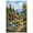 Unframe-style, variant on Rustic Log Cabin Mountain Landscape Canvas Wall Art Scenic Nature Painting with Wildflowers and Stream Poster for Living Room Bedroom Home Office Wall Decor Art