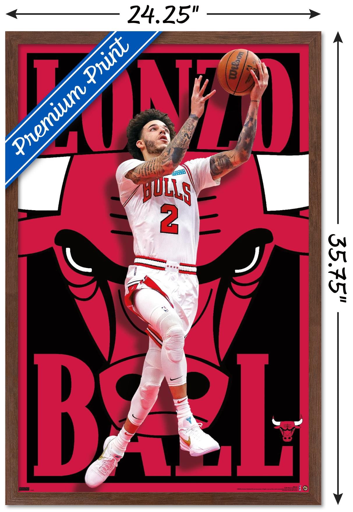 NBA Chicago Bulls - Lonzo Ball 22 Wall Poster, 22.375" x 34" Framed
