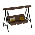 thumbnail image 6 of Dextrus 3-Seat Porch Swing with Stand Adjustable Canopy Soft Cushion Outdoor Heavy Duty Patio Swing Chair , Brown, 6 of 10