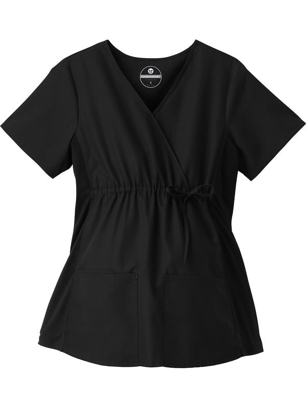 F3 Fundamentals by White Swan Women's Maternity Mock Wrap Solid Scrub