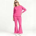 thumbnail image 2 of Splozh Girls Clothes Girls 2 Piece Set Fall Spring Outfits Lounge Sets Long Sleeve Top Wide Leg Pants Sweatsuit Clothing Set Hot Pink,9-10 Years, 2 of 6