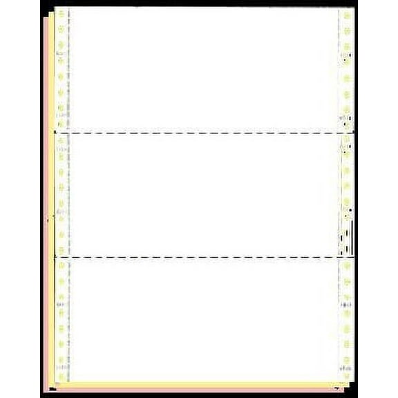 Computer Paper, 9 1/2 x 3-2/3, 3 Part, Tractor Feed, White-Yellow-Pink, Good For Inventory