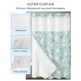 thumbnail image 2 of No Hook Cloth Fabric Shower Curtain with Snap in Liner, White Daisy Farmhouse Waterproof Shower Curtains Set with See Through Top Window, Pastoral Botanical Floral Bath Curtains Shower 72"x96", 2 of 6