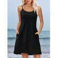 thumbnail image 5 of Summer Dresses for Women Adjustable Spaghetti Strap Beach Vacation Casual Cute Sundresses with Pockets Black S, 5 of 9