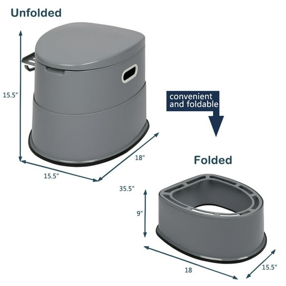 Portable Toilet with Non-slip Mat Grey for Camping Outdoor Waterproof Travel Folding Toilet,Camping Potty for Home/Camping/Boat/Hiking/Long Trips/Beach Use