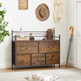 thumbnail image 4 of VECELO 5 Drawers Dresser Metal Frame and Wooden Top Floor Storage Cabinets for Living Room, Bedroom, Office, Brown, 4 of 11