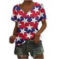 thumbnail image 2 of Fiudx Camisas de Mujer Blusa Superior con Estampado de Manga Corta y Cuello En V, Cómoda E Informal, a La Moda para Mujer, 2 of 5
