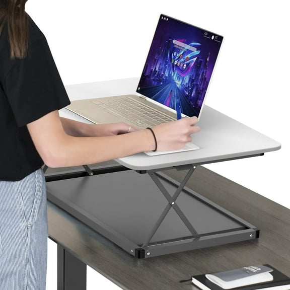 Mini Adjustable Standing Desk Converter – Portable Sit to Stand Desk Riser for Laptops and Monitors with 27.5"x19.5" Desktop Surface and 4 Height Settings