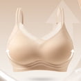 thumbnail image 4 of Zpanxa Wireless Bras for Women Seamless Push-up Lace Trim Adjustable Straps Everyday Bra Khaki 38BC, 4 of 6