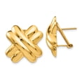 thumbnail image 1 of 14k Yellow Gold X Omega Back Stud Earrings Ball Button, 1 of 7