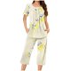 thumbnail image 1 of Pantalones de Mujer Casual Recortado Botón Suelto Ajuste Impreso con Manga Larga Superior, Diseño de Cuello de Jardín para el Uso Diario de Primavera, 1 of 5