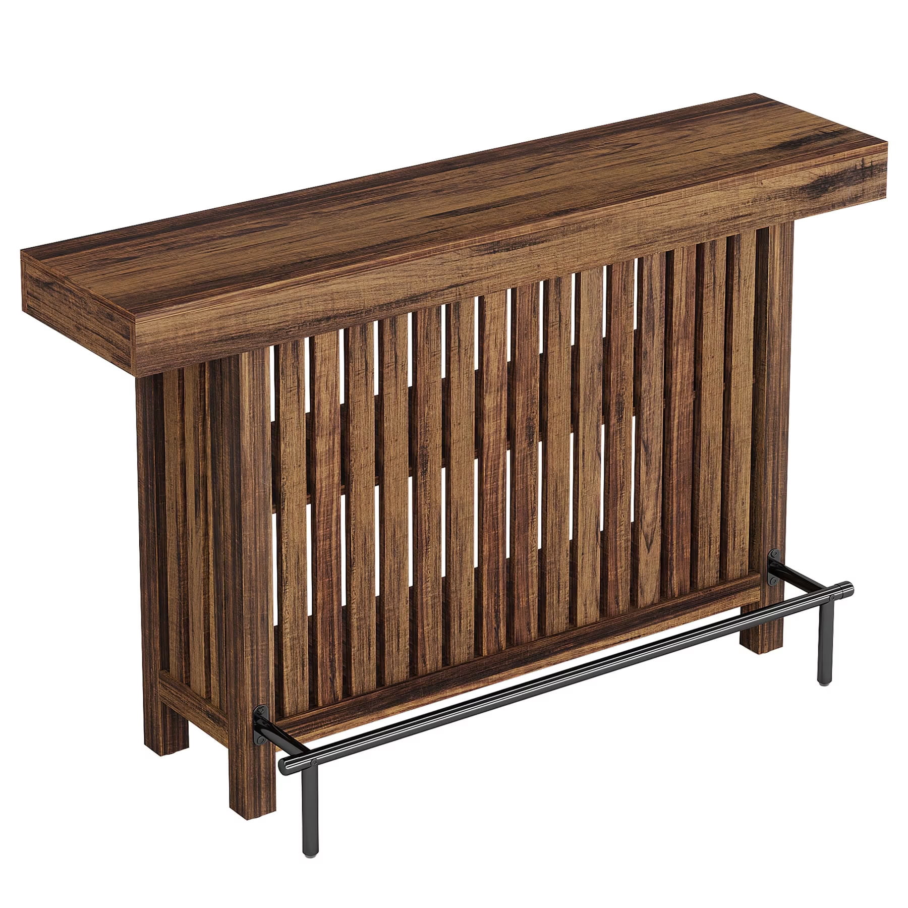 MAYEERTY 63" Bistro Bar Table with 2-Tier Storage, Home Pub Table for Kitchen Dining Room