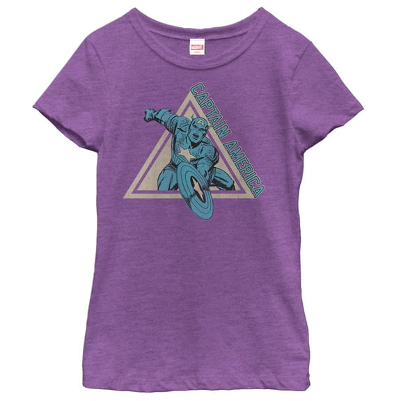 Girl's Marvel Triangle Captain America Graphic Tee Purple Berry Medium
