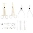 thumbnail image 1 of Kit de 7 piezas para piercings corporales, herramientas profesionales para decoración de orejas y nariz, alicates, agujas y aro., 1 of 14
