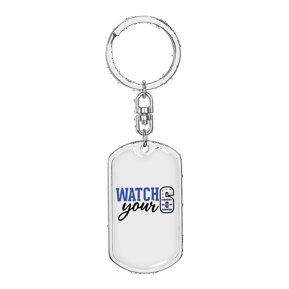 Police Watch Your Six Stainless Steel or 18k Gold Premium Swivel Dog Tag Keychain