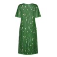 thumbnail image 5 of vestidos estampados vestidos de verano vestidos midi plisados estampados con cuello redondo vestidos básicos clásicos al aire libre diarios vestidos sueltos de manga corta verde / 2xl, 5 of 5