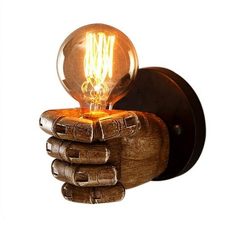

Retro Resin Fist Wall Lamp Bulb Sconces Fixture Home Resin Lighted Crafts