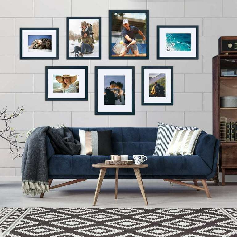 11x14 Picture Frame Set of 5 Display Pictures 8x10 with Mat or