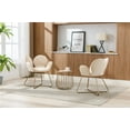 thumbnail image 3 of Accent Chair Set of 2, Modern Velvet Upholstered Vanity Desk Chairs with Cross Metal Legs, Comfy Cute Single Sofa Chair Leisure Armchairs with Soft Cushion for Living Room Bedroom Dining Room, Beige, 3 of 7