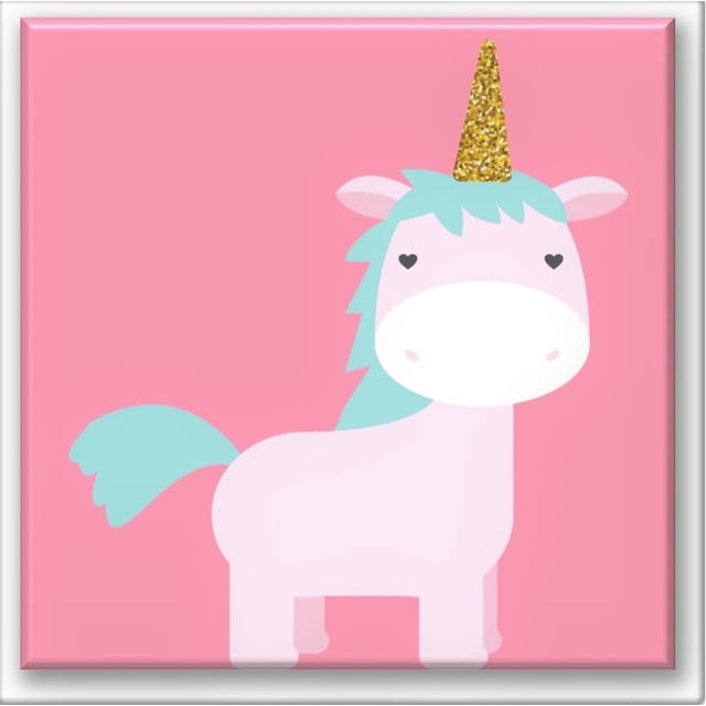 Cuadro Canva Listo Para Colgar Tipo Galería Unicornio Glitter 80X80 cm Pixtreats