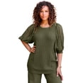 thumbnail image 2 of Roaman's Women's Plus Size Lace Sleeve Sweater, 2 of 5