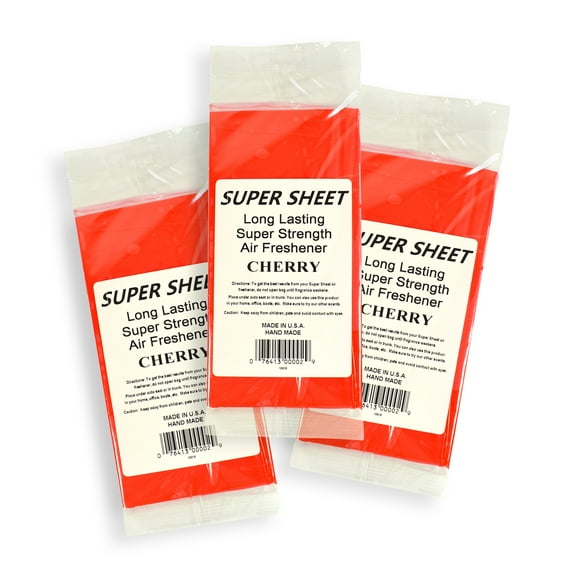 Jenray Super Sheet Small (7.5"x3.75") Under Seat Car Air Freshener, 3-Pack (Cherry)