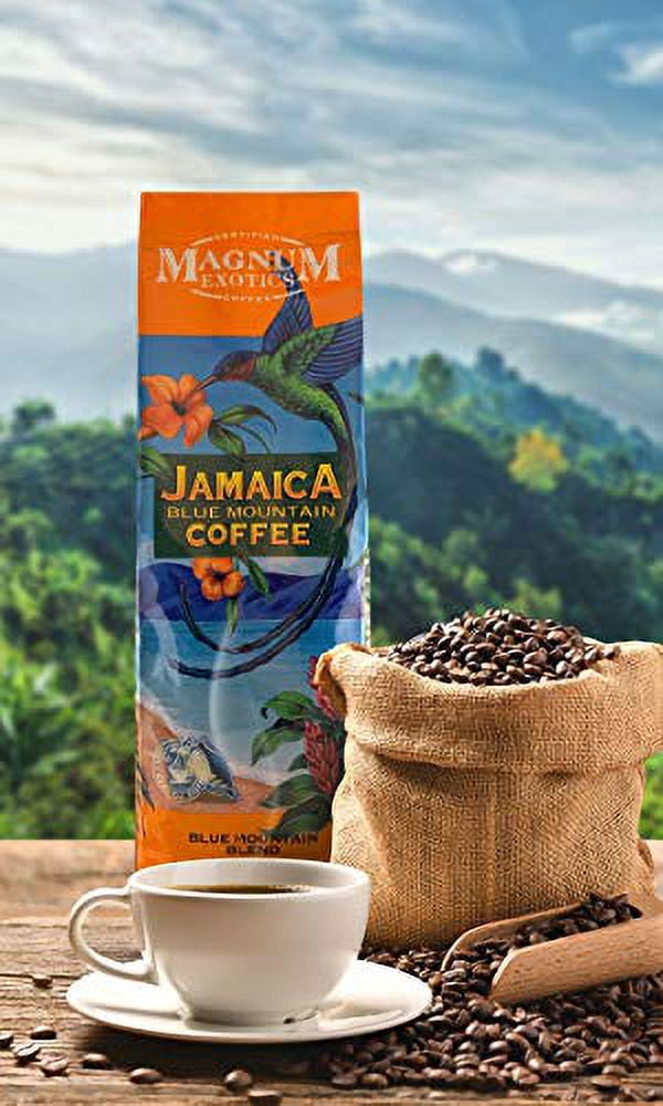 Jamaican Blue Mountain Coffee Blend, Whole Bean, 1 Lb Bag - Medium Roast, Fresh Strong Arabica Coffee - Rich And Smooth Flavor - Magnum Exotics