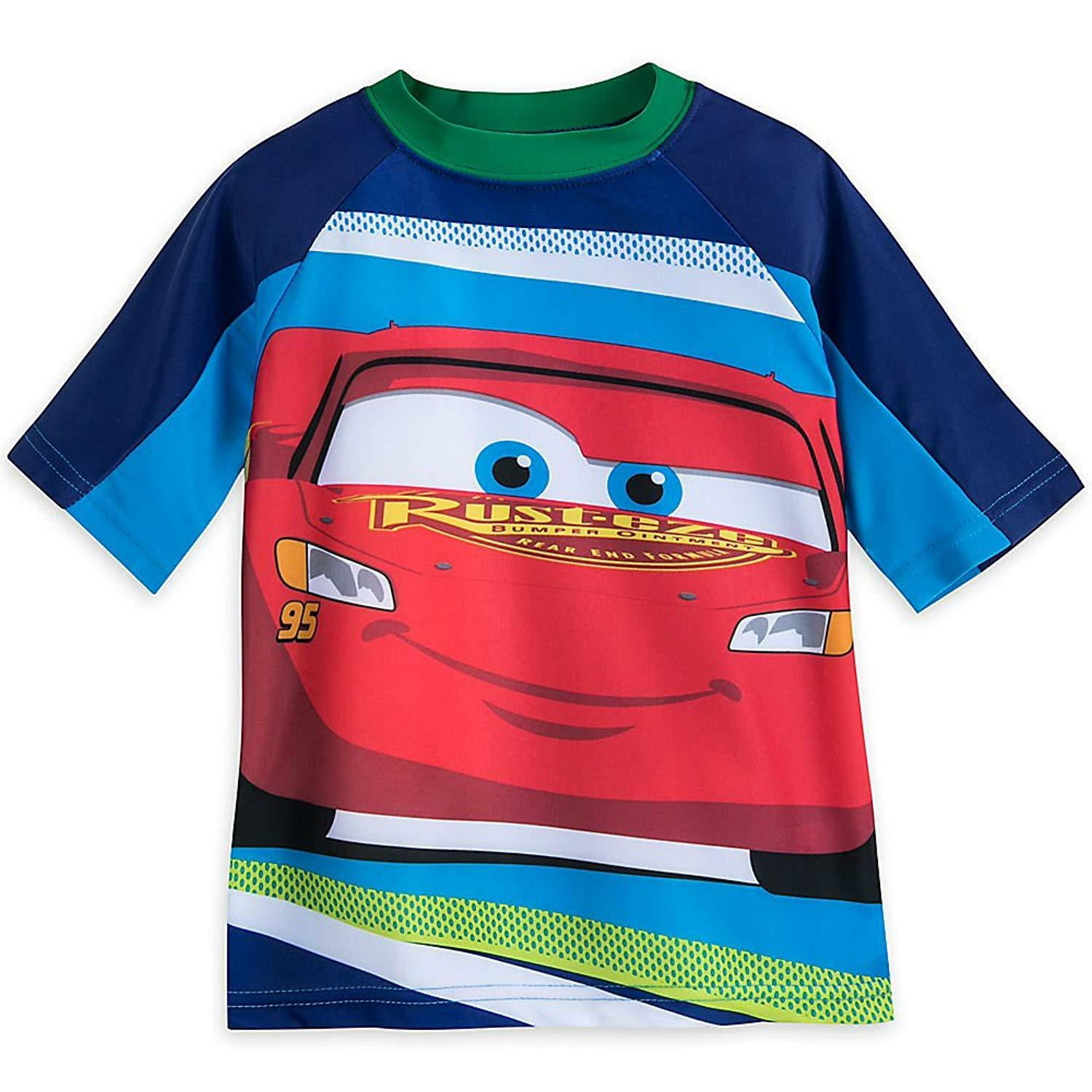 Disney Store Cars Lightning Mcqueen Rash Guard Swim Shirt Boy Size 5/6 