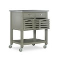 thumbnail image 5 of Linon Kerr 2-Drawer 2-Tier Mobile Serving Cart with Stainless Steel Top, 22" Length, Gray, 5 of 17