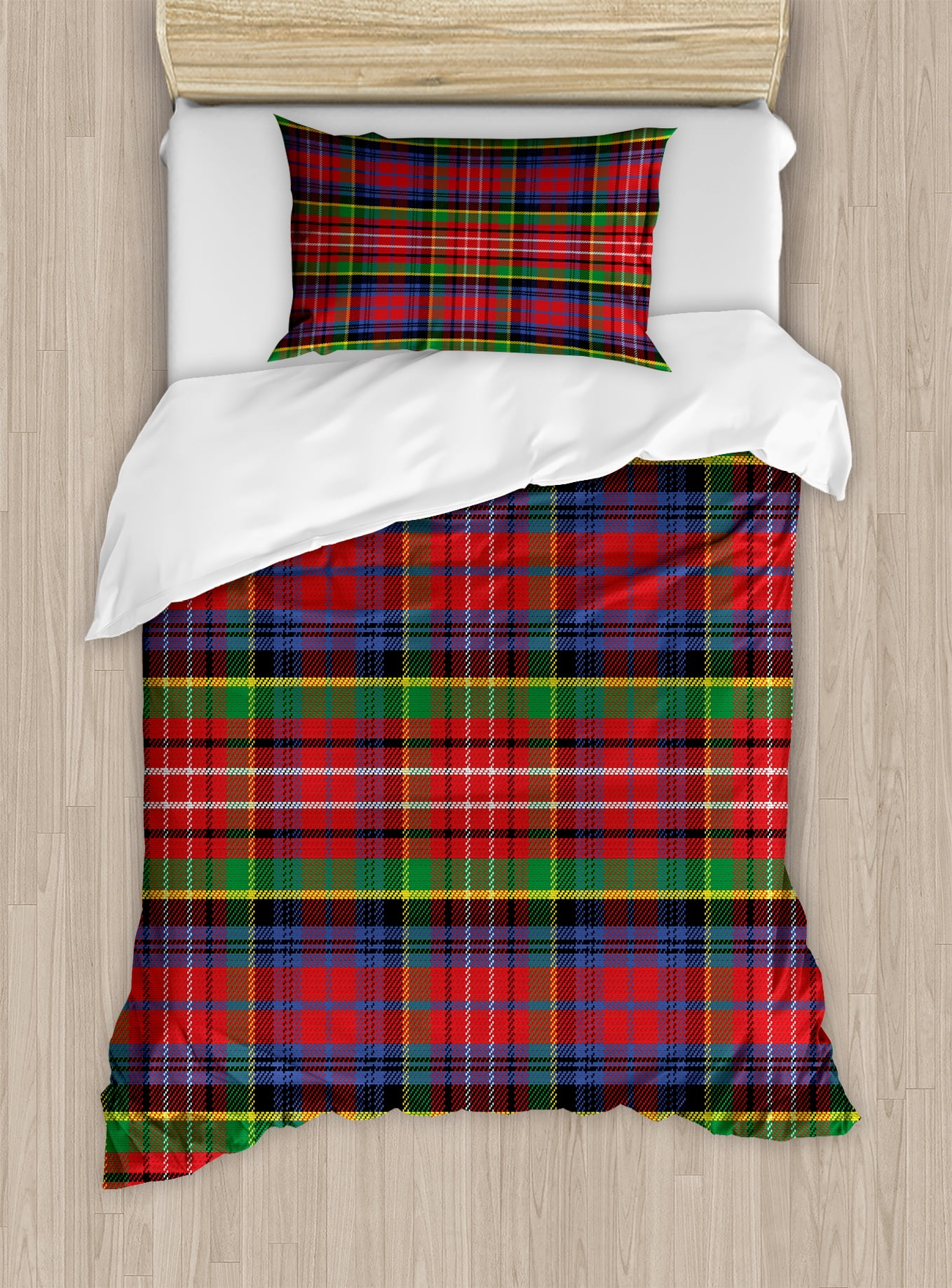 Plaid Duvet Cover Set Caledonia Scottish Traditional Pattern Tartan Plaid Duvet Cover Set Caledonia Scottish Traditional Pattern Tartan Motif Abstract Squares Ornate Quilt Decorative Bedding With Pillow Shams