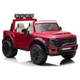 thumbnail image 6 of Ford F450 Kids 24V 2 Seater Electric Ride-On Truck Car w R/C Parental Control Remote, LED Foam wheels + Underbody LED Kit, MP3 + Wireless Music Streaming, Car Cover, Vegan Leather Seat, 6 of 12