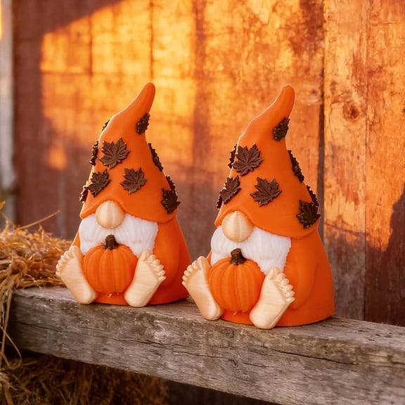 Fall Pumpkin Gnome Figurine for Garden Decor, Cute Gnome Garden Decor with Maple Leaf Hat for Tabletop, Gnome Decor for Thanksgiving Halloween Home Yard Display