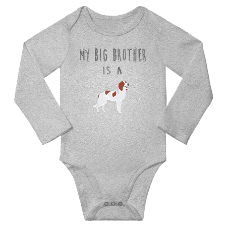 

My Big Brother is a Irish Red And White Setter Dog Cute Baby Long Sleeve Clothing Bodysuits Boy Girl (Gray 18-24M)